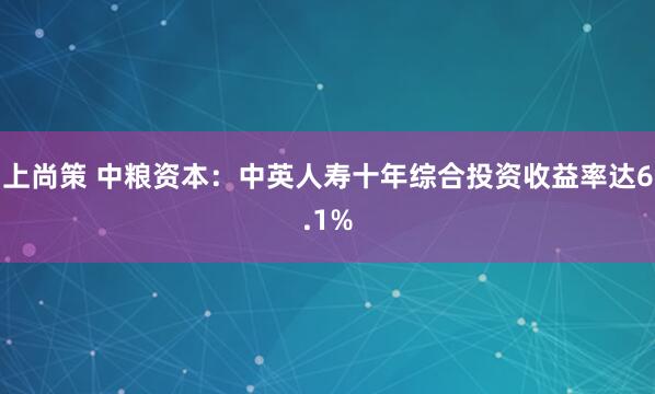上尚策 中粮资本：中英人寿十年综合投资收益率达6.1%