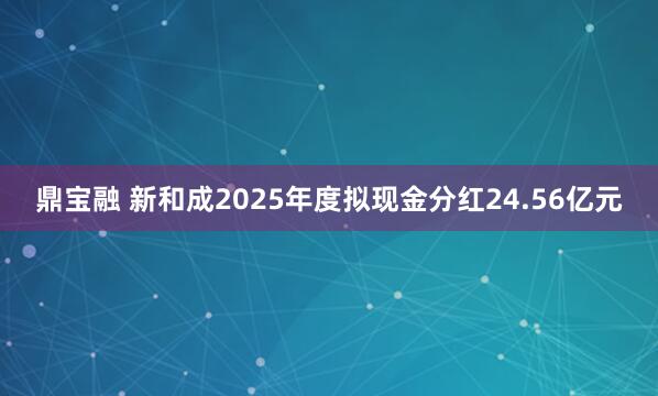鼎宝融 新和成2025年度拟现金分红24.56亿元