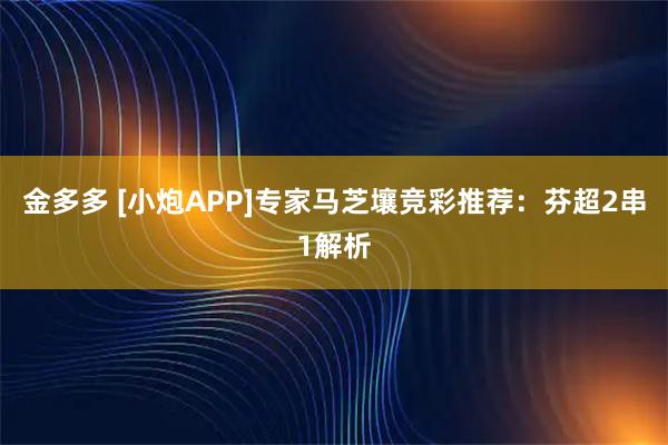 金多多 [小炮APP]专家马芝壤竞彩推荐：芬超2串1解析